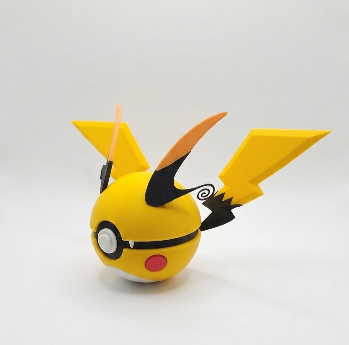 Pokemon Character Design - 3D Printed Pokeball - Mega Raichu X - Unique Display Collectible