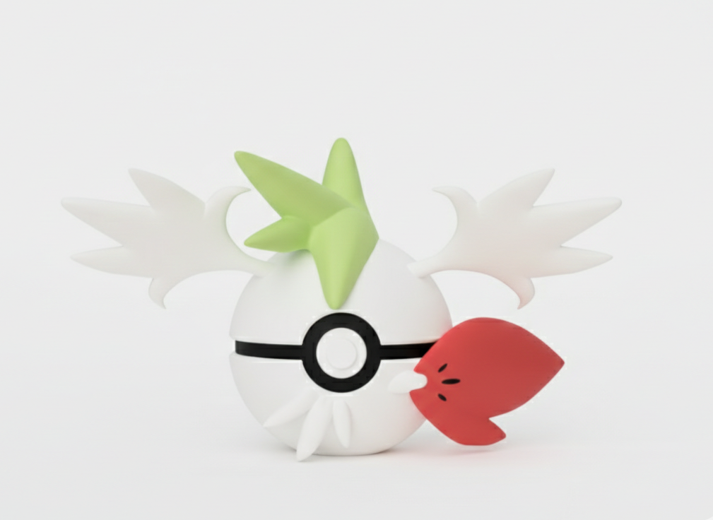 Pokemon Character Design- 3D Printed Pokeball- Shaymin (Sky Form) - Unique Display Collectible