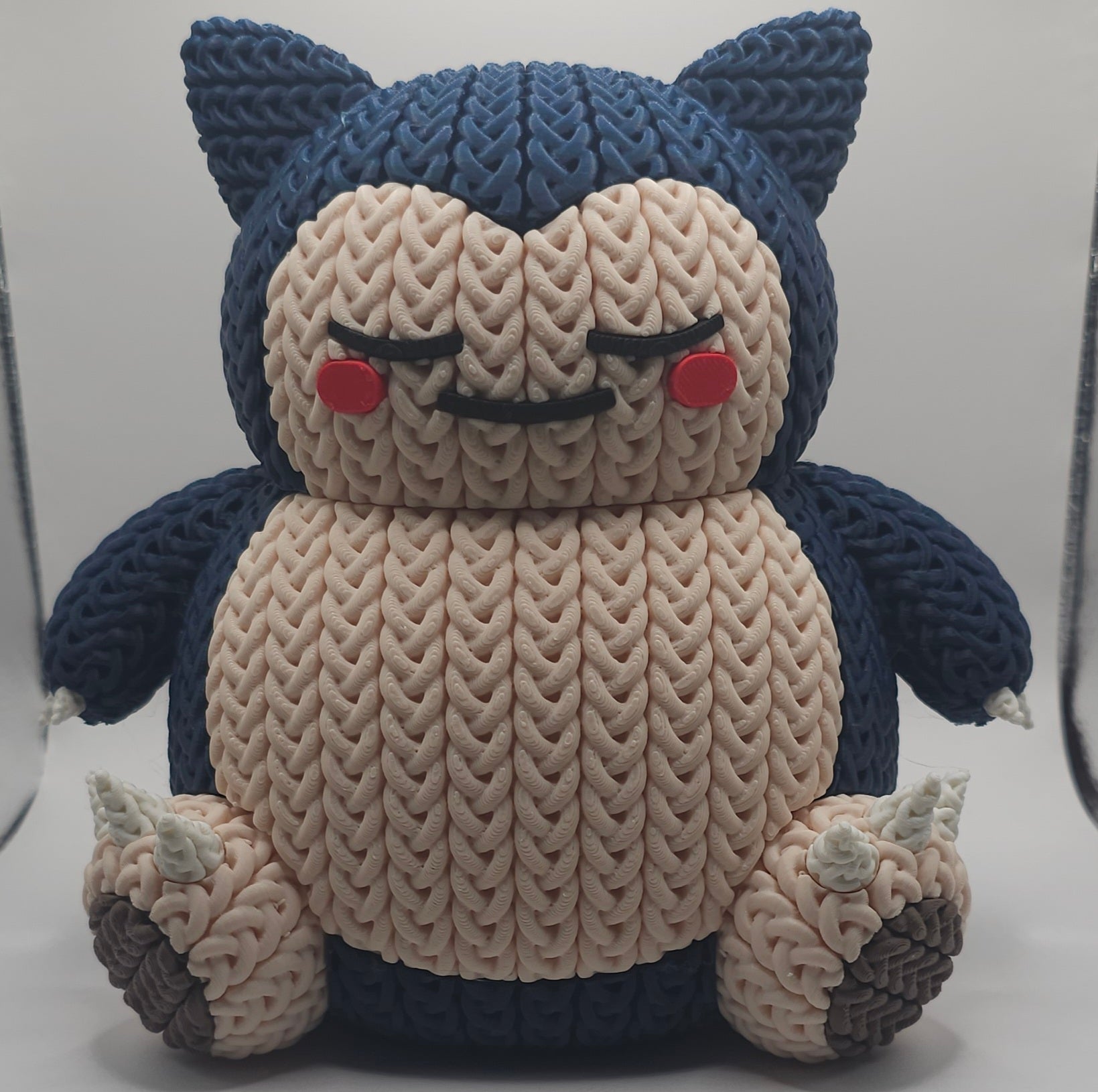Knitted Design- 3D Printed Snorlax Figure- Unique Display Collectible