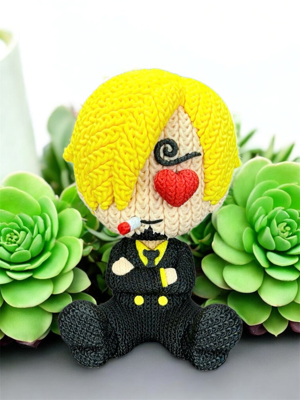 Knitted Design - 3D Printed One Piece Inspired Character Figures - Unique Display Collectibles