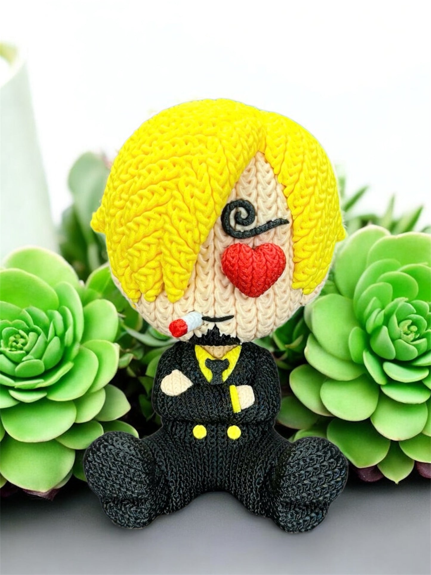 Knitted Design - 3D Printed One Piece Inspired Character Figures - Unique Display Collectibles