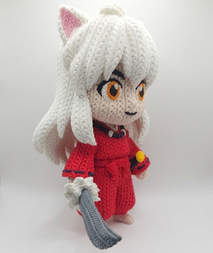 Knitted Design- 3D Printed Inuyasha Character Figure- Unique Display Collectible