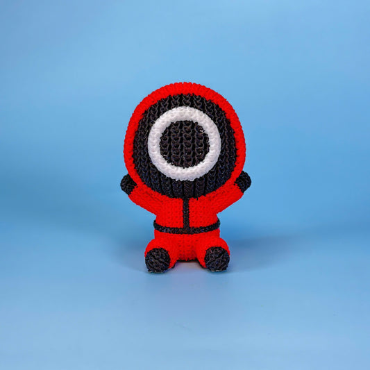 Knitted Design- 3D Printed Squid Games Figure/Keychain- Unique Display Collectible