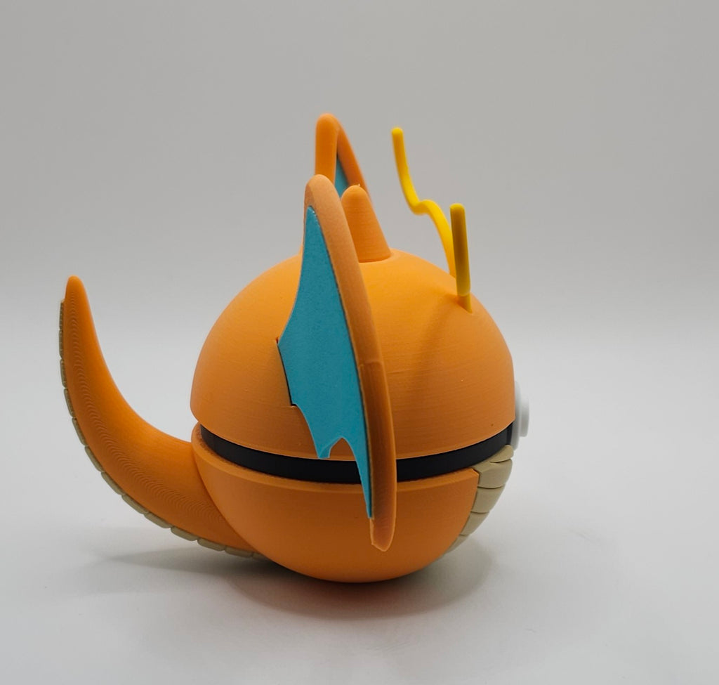 Pokemon Character Design- 3D Printed Pokeball - Dragonite - Unique Display Collectible