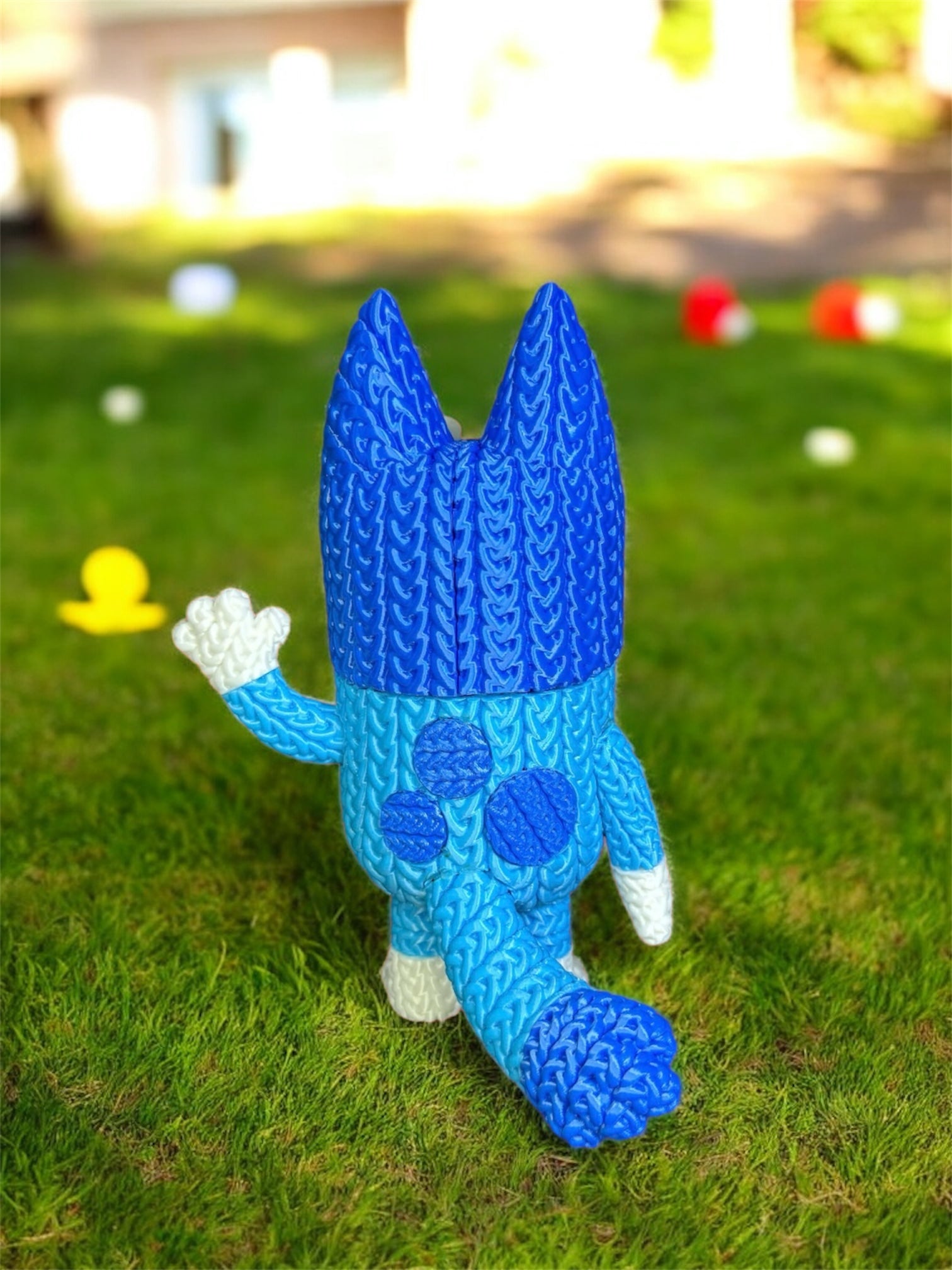 Knitted Design - 3D Printed Bluey and Bingo Figures - Unique Display Collectible