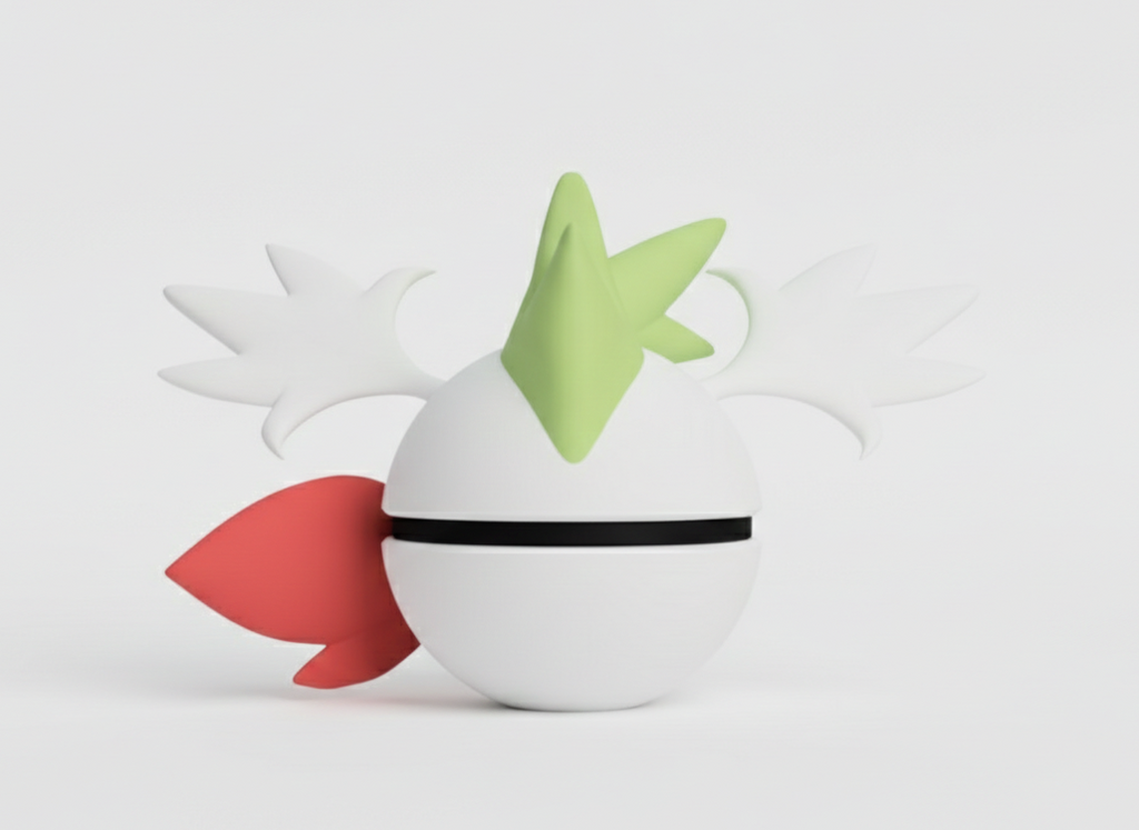 Pokemon Character Design- 3D Printed Pokeball- Shaymin (Sky Form) - Unique Display Collectible