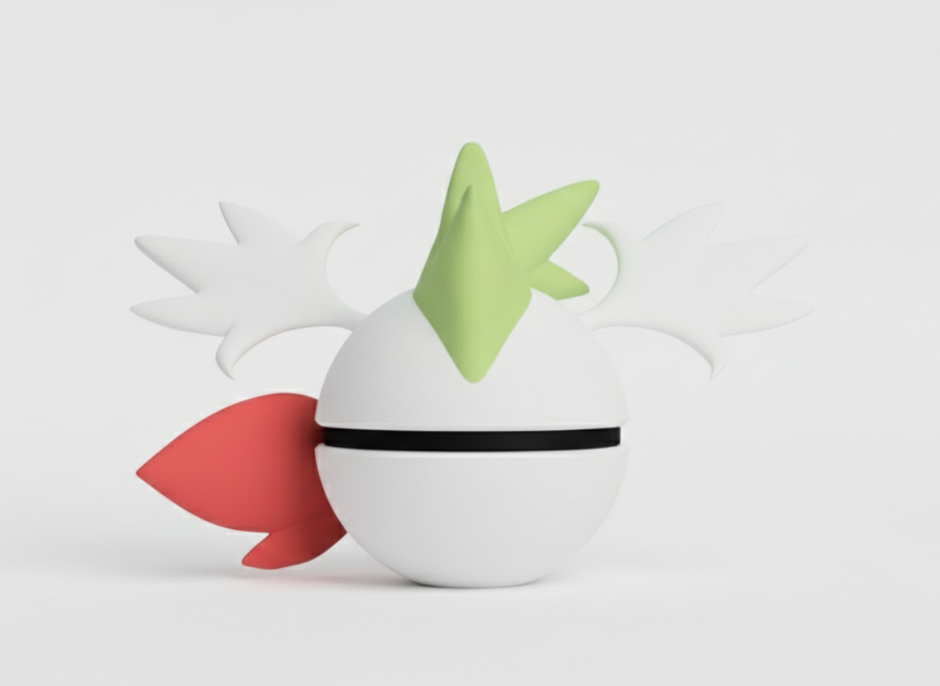 Pokemon Character Design- 3D Printed Pokeball- Shaymin (Sky Form) - Unique Display Collectible