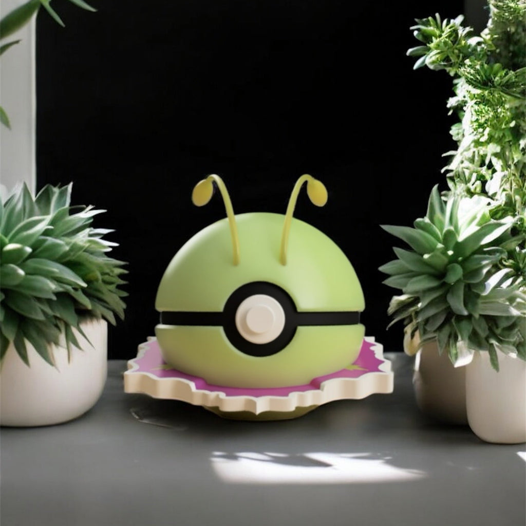 Pokemon Character Design- 3D Printed Pokeball- Meganium- Unique Display Collectible