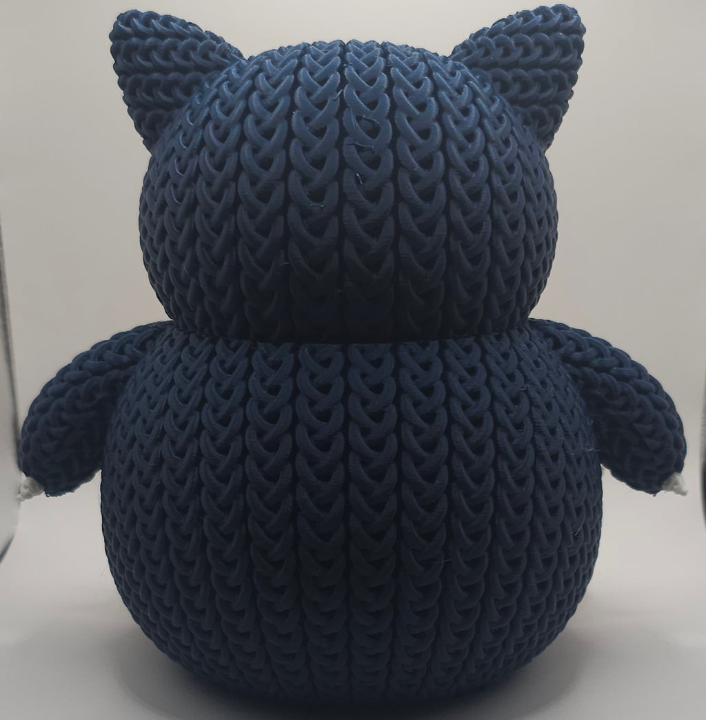 Knitted Design- 3D Printed Snorlax Figure- Unique Display Collectible