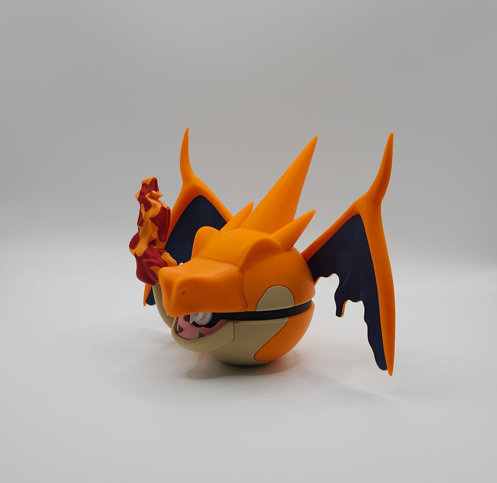 Pokemon Character Design- 3D Printed Pokeball- Mega Charizard Y- Unique Display Collectible