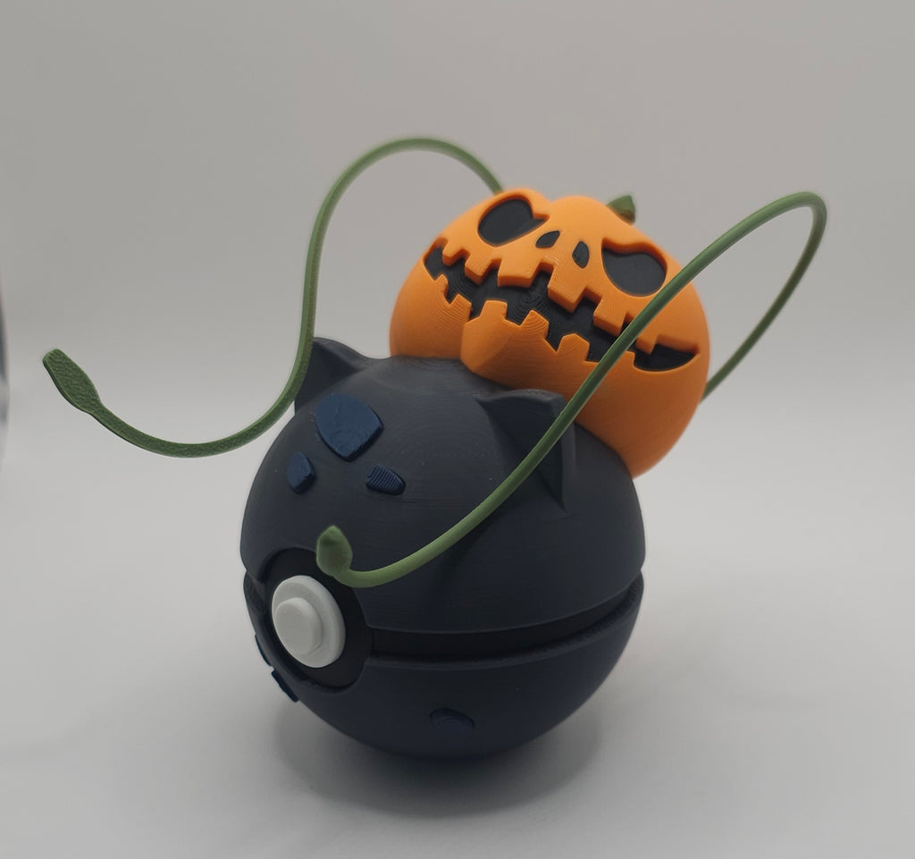 Pokemon Character Design 3D Printed Pokeball - Halloween Bulbasaur - Unique Display Collectible