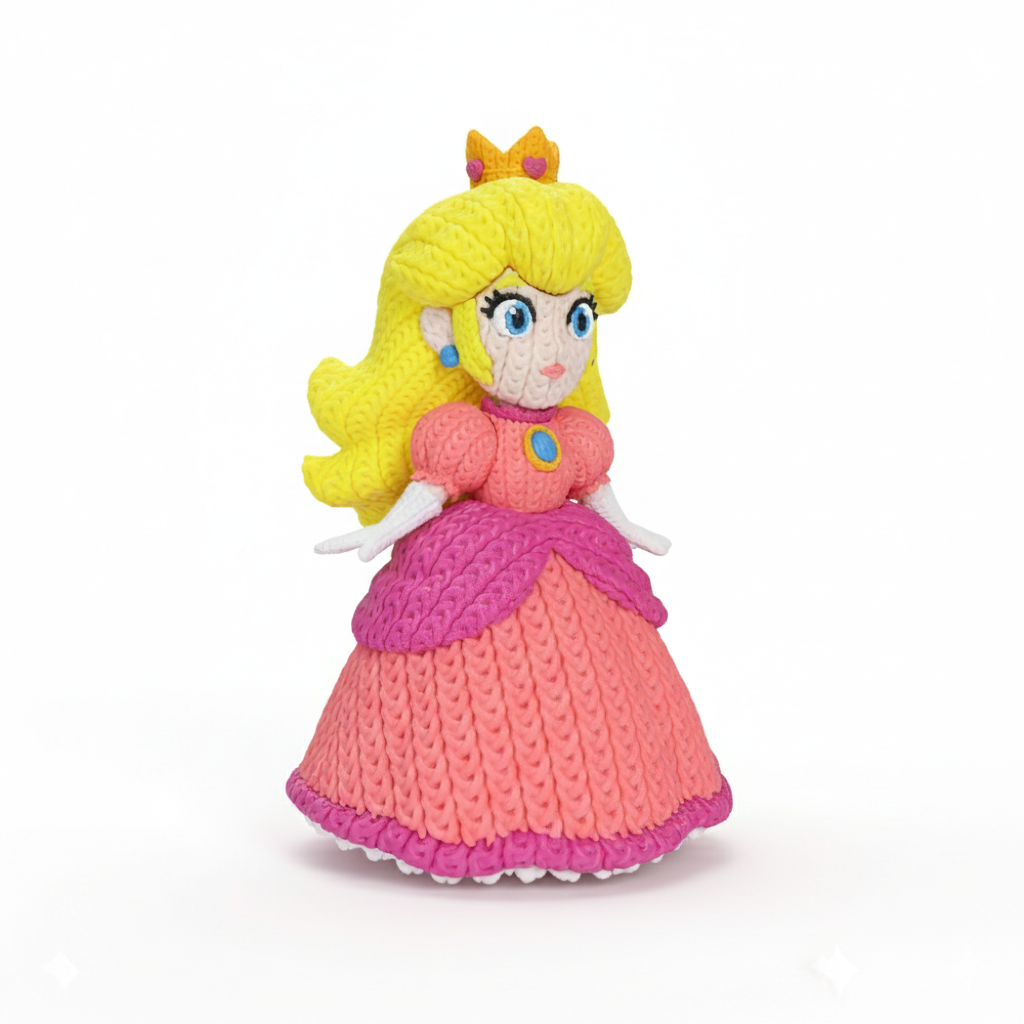 Knitted Design - 3D Printed Super Mario- Inspired Figures - Unique Display Collectible