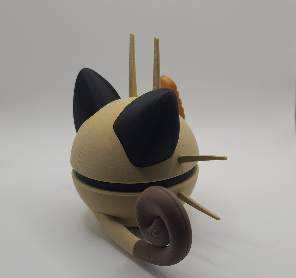 Pokemon Character Design 3D Printed Pokeball - Meowth - Unique Display Collectible