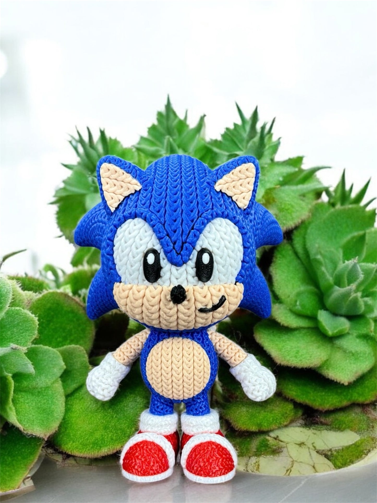 Knitted Design - 3D Printed Sonic the Hedgehog Character Figures - Unique Display Collectibles