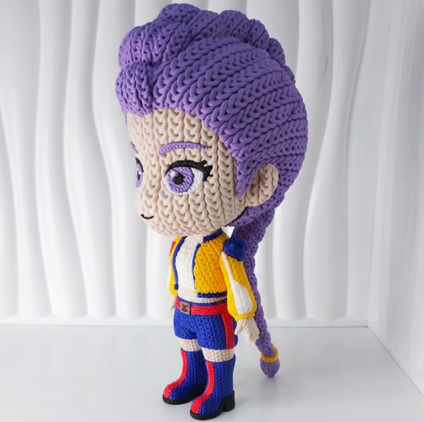 Knitted Design- 3D Printed K-Pop Demon Hunter Figures- Unique Display Collectible