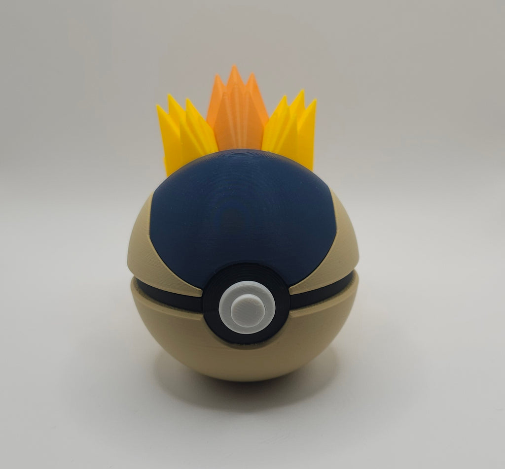 Pokemon Character Design - 3D Printed Pokeball - Cyndaquil - Unique Display Collectible