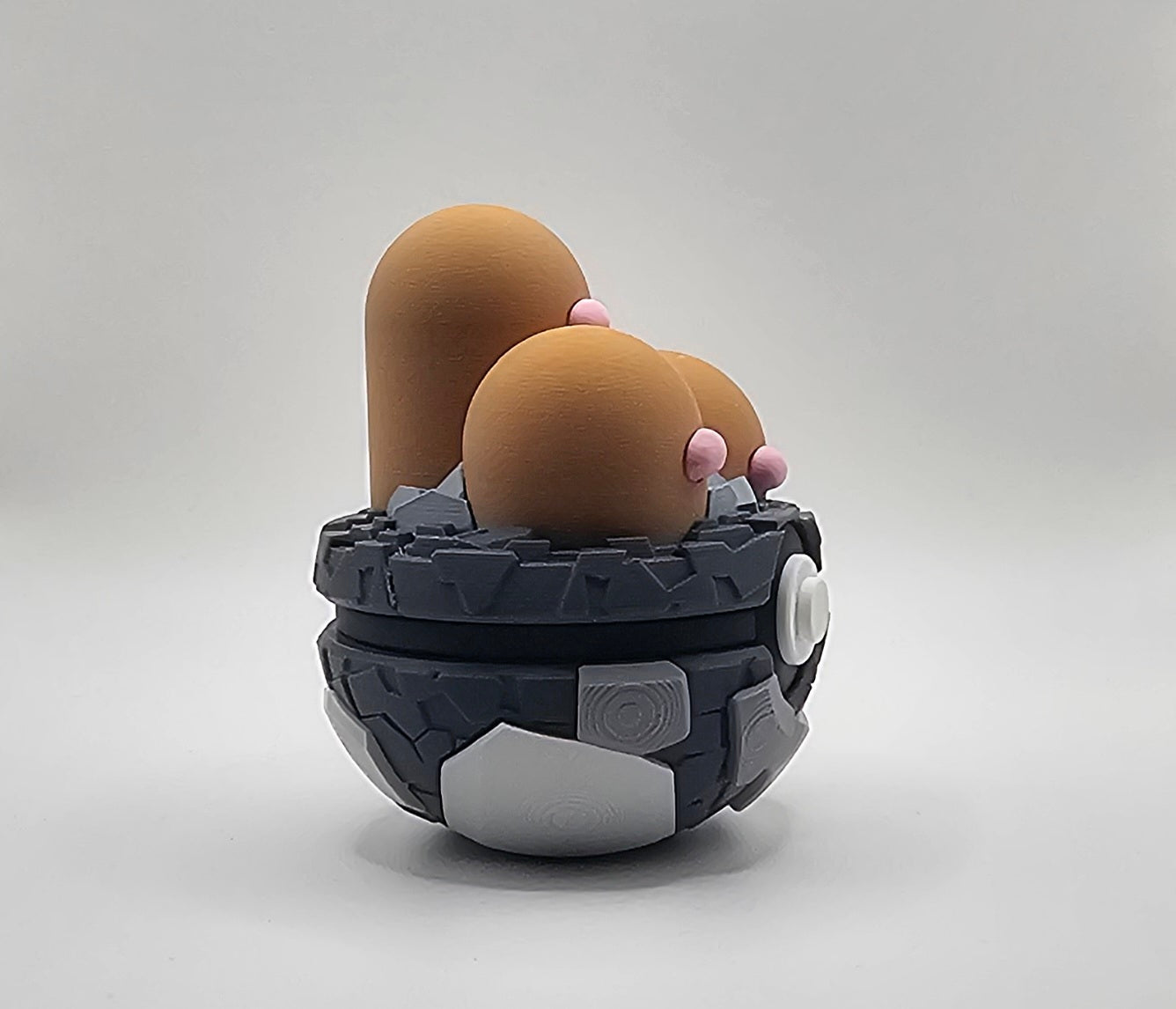 Pokemon Character Design- 3D Printed Pokeball- Dugtrio- Unique Display Fan Art Collectible