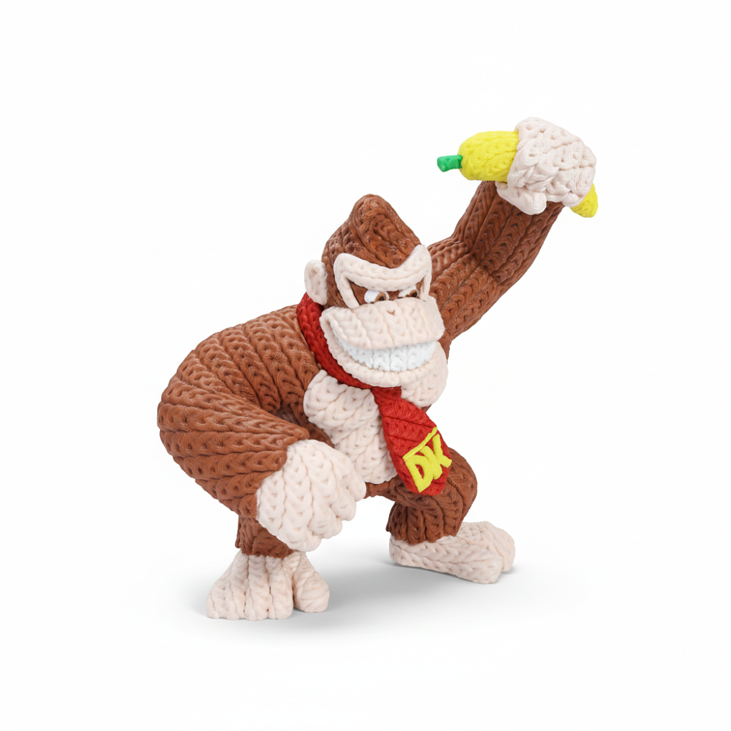 Knitted Design - 3D Printed Super Mario- Inspired Figures - Unique Display Collectible