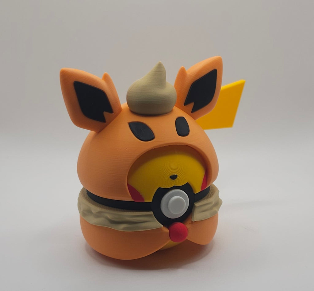 Pokemon Pikachu-Umbreon Poncho Design- 3D Printed Pokeball- Unique Display Fan Art Collectible