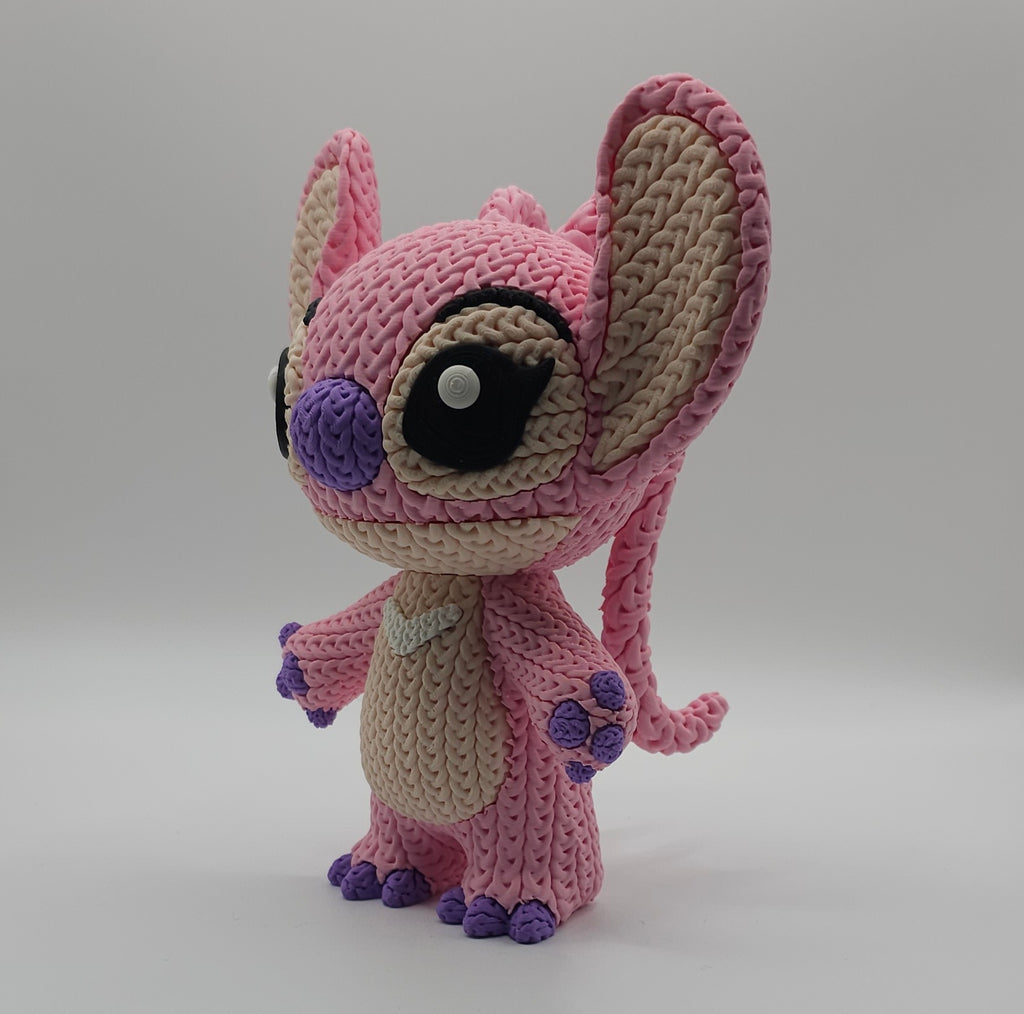 Knitted Design - 3D Printed Lilo & Stitch Inspired Character Figures - Unique Display Collectible