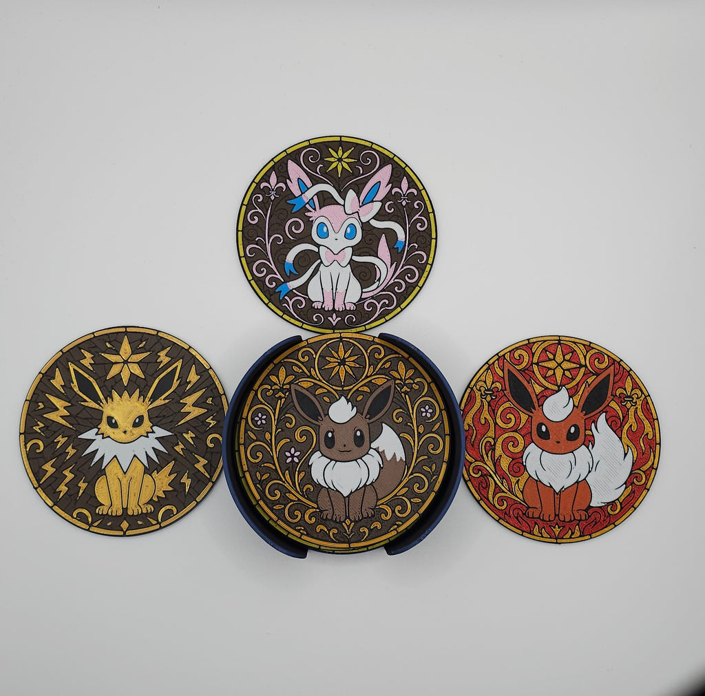 Eevee & Eeveelutions Coaster Set with Holder
