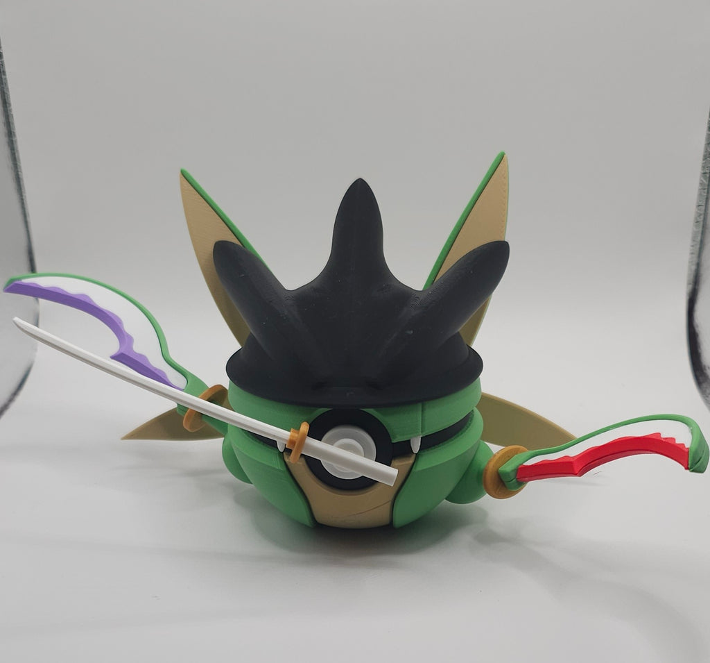 Zoro x Scyther Pokemon Character Design- 3D Printed Pokeball- Unique Display Collectible