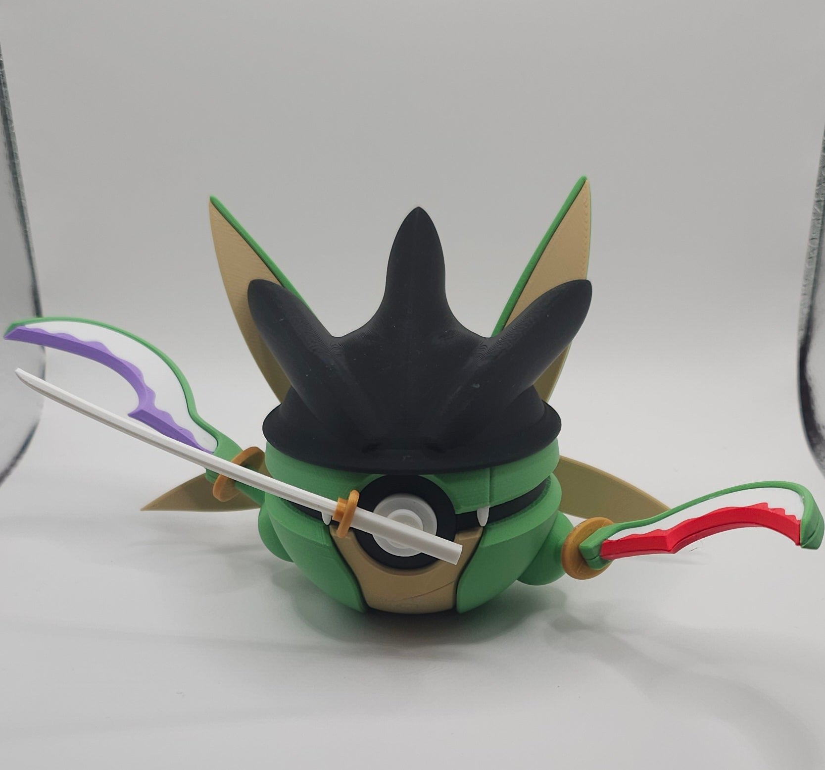 Zoro x Scyther Pokemon Character Design- 3D Printed Pokeball- Unique Display Collectible