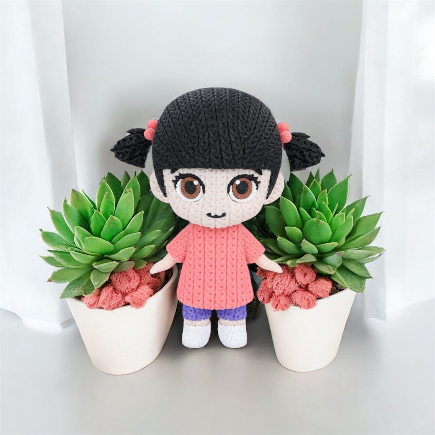 Knitted Design- 3D Printed Sully,  Mike Wazowski and Boo Figures- Unique Display Collectible