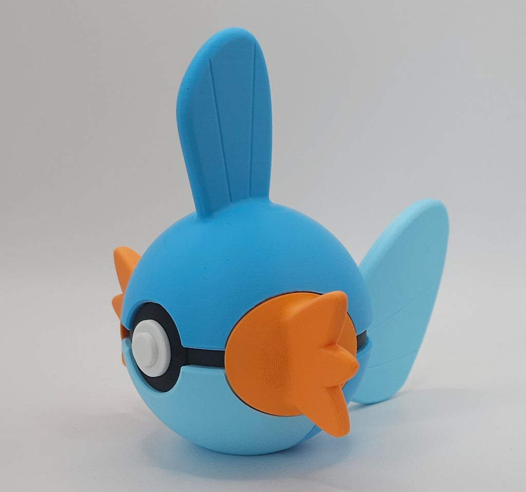 Pokemon Character Design- 3D Printed Pokeball- Mudkip- Unique Display Collectible