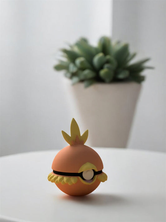 Pokemon Character Design- 3D Printed Pokeball- Torchic- Unique Display Collectible