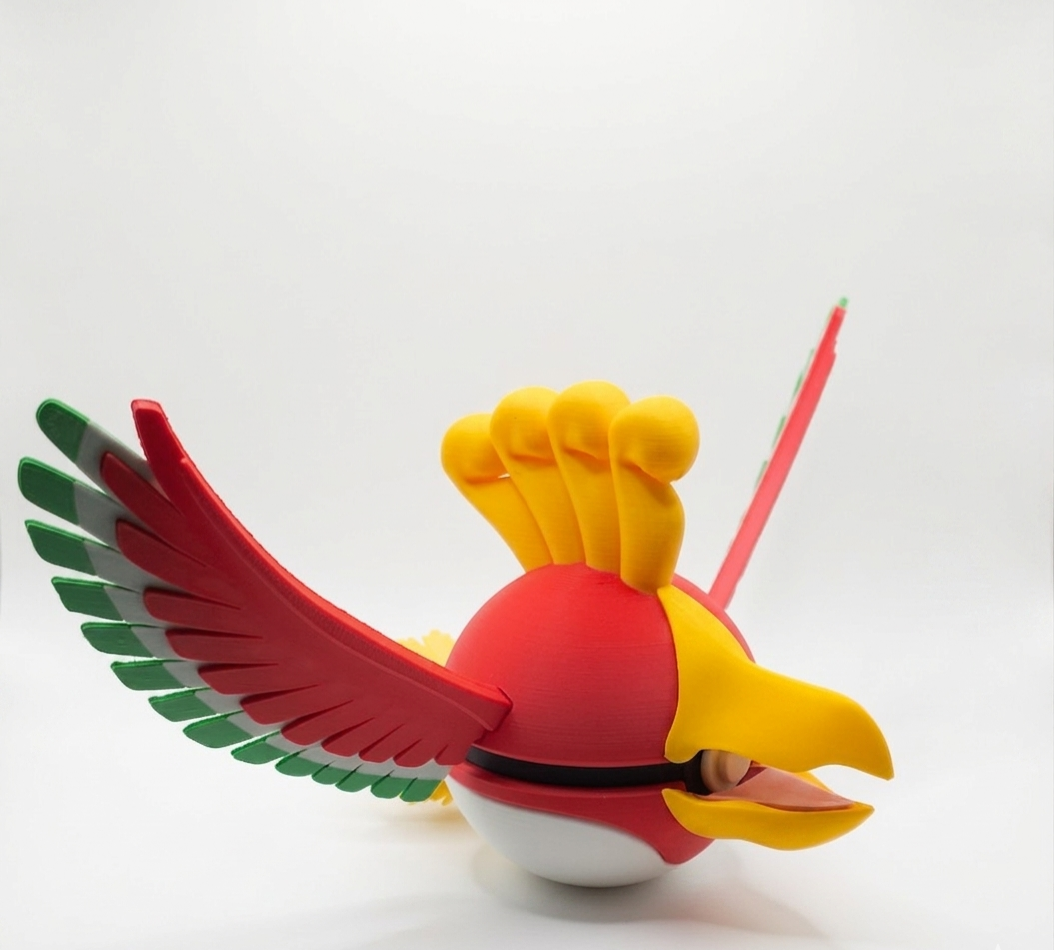 Pokemon Character Design - 3D Printed Pokeball - Ho Oh - Unique Display Collectible