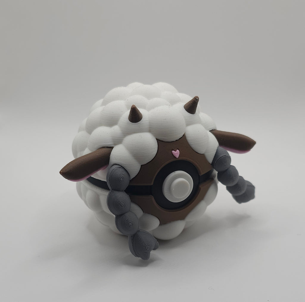 Pokemon Character Design - 3D Printed Pokeball - Wooloo - Unique Display Collectible