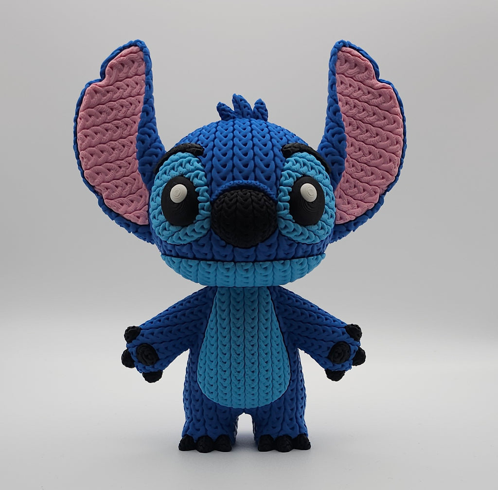 Knitted Design - 3D Printed Lilo & Stitch Inspired Character Figures - Unique Display Collectible