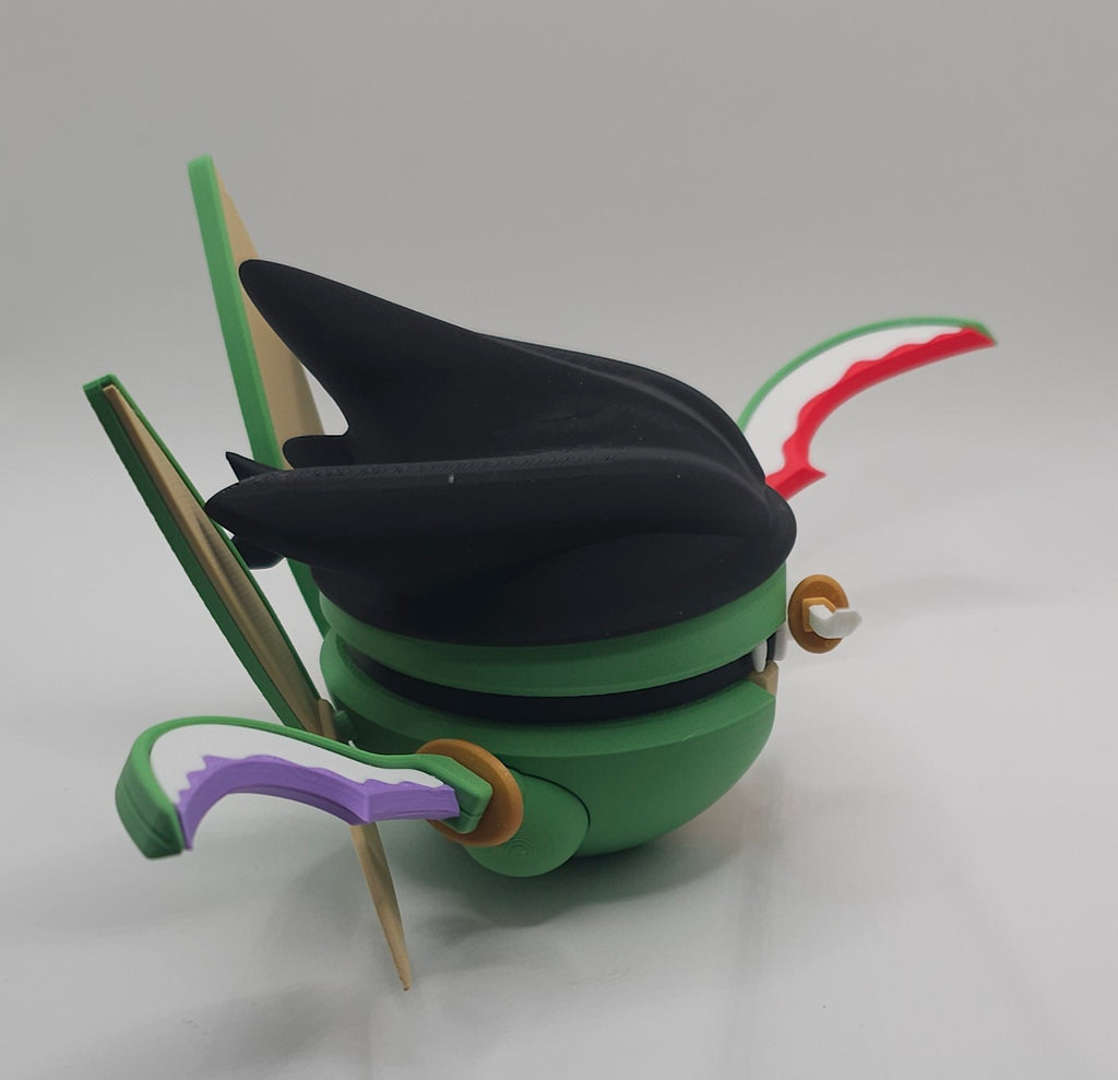 Zoro x Scyther Pokemon Character Design- 3D Printed Pokeball- Unique Display Collectible