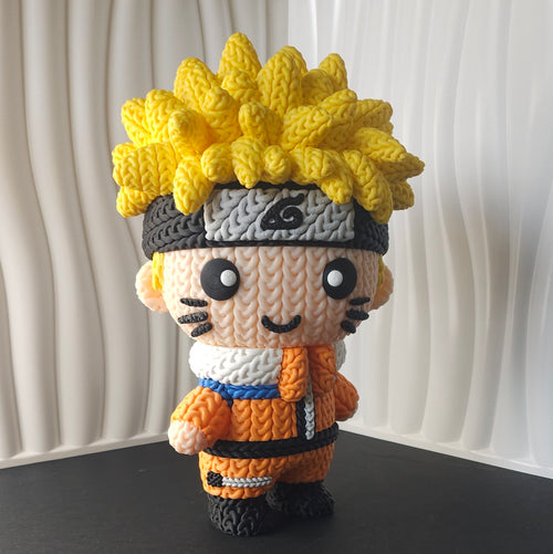 Knitted Design - 3D Printed Naruto inspired Character Figures - Unique Display Collectibles