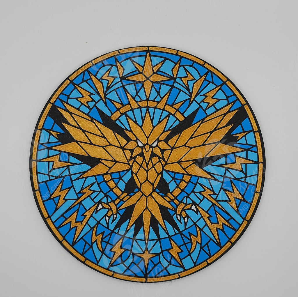 Zapdos Stained Glass Inspired Wall Art