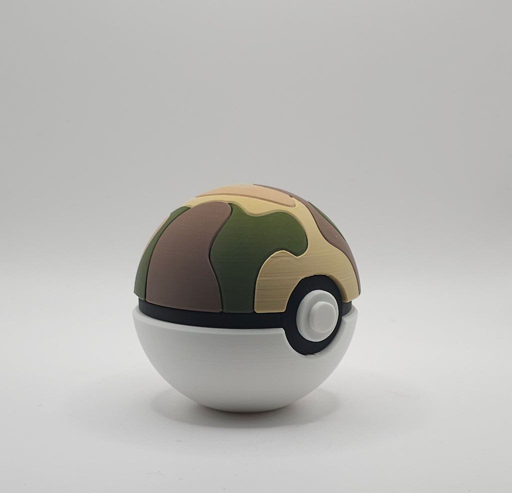 Pokemon 3D Printed Pokeball- Safari Ball Design- Unique Display Collectible