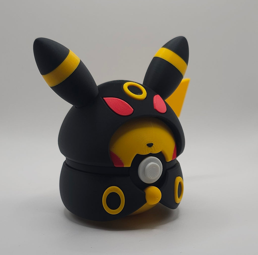 Pokemon Pikachu-Umbreon Poncho Design- 3D Printed Pokeball- Unique Display Fan Art Collectible
