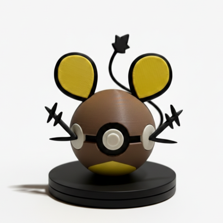 Pokemon Character Design- 3D Printed Pokeball- Dedenne- Unique Display Collectible