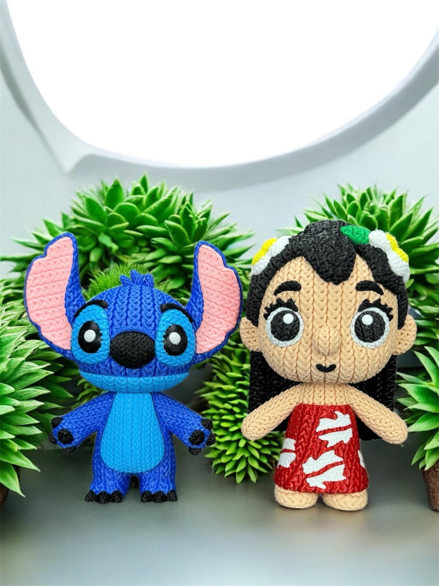 Knitted Design - 3D Printed Lilo & Stitch Inspired Character Figures - Unique Display Collectible