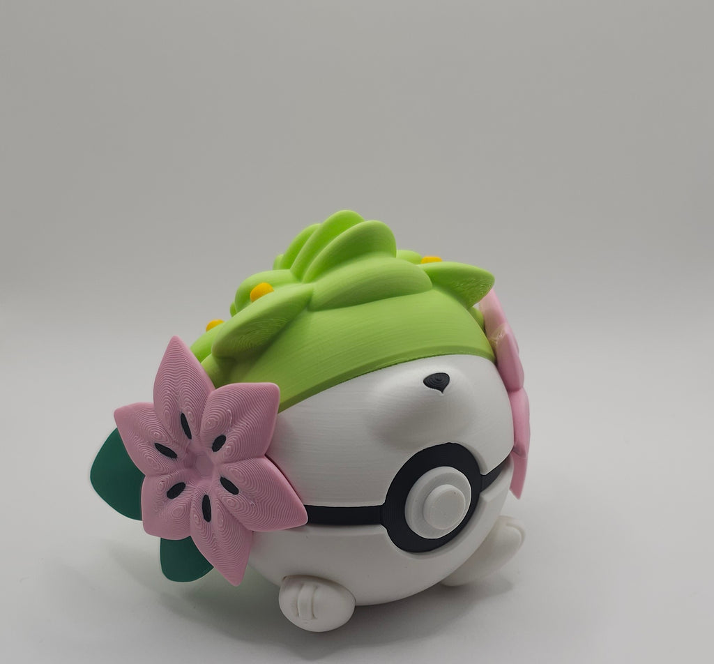 Pokemon Character Design- 3D Printed Pokeball- Shaymin (Land Form)- Unique Display Collectible