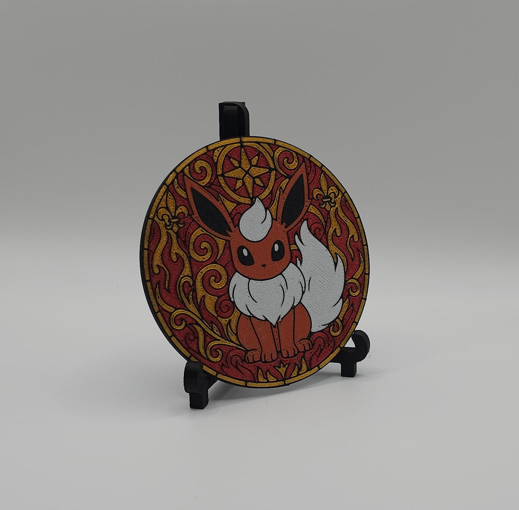 Pokemon Eeveelutions Stained Glass Inspired- 3D Printed Wall/Door Decor- Unique Display Collectible