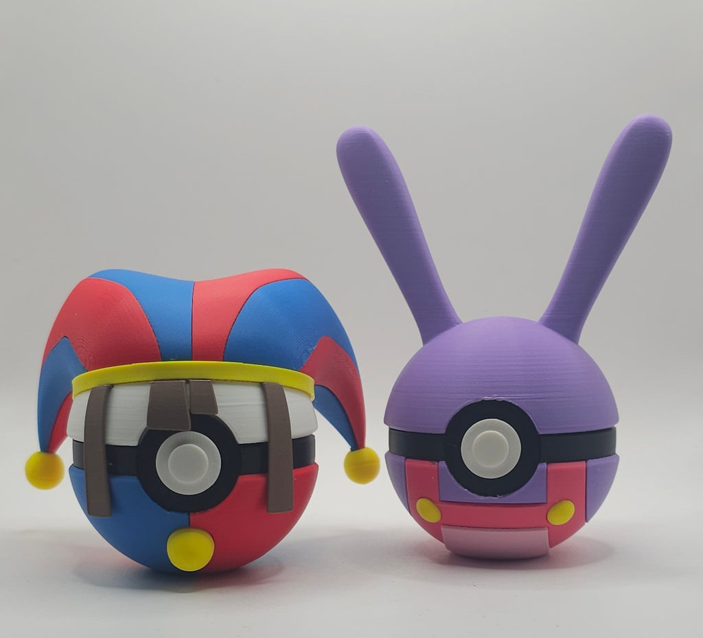 Digital Circus Character Design- 3D Printed Pokeball- Unique Display Collectible