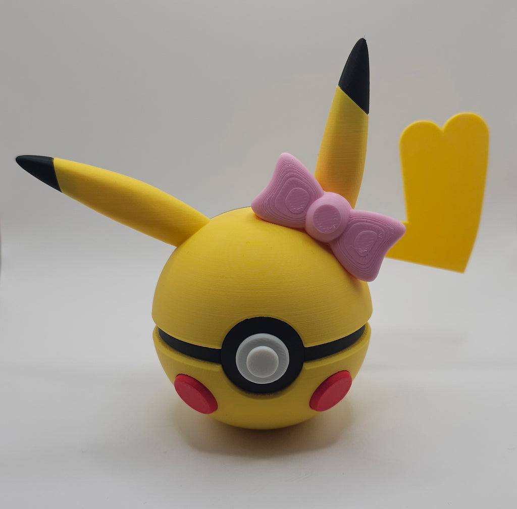 Pokemon Character Design 3D Printed Pokeball - Female Pikachu - Unique Display Collectible