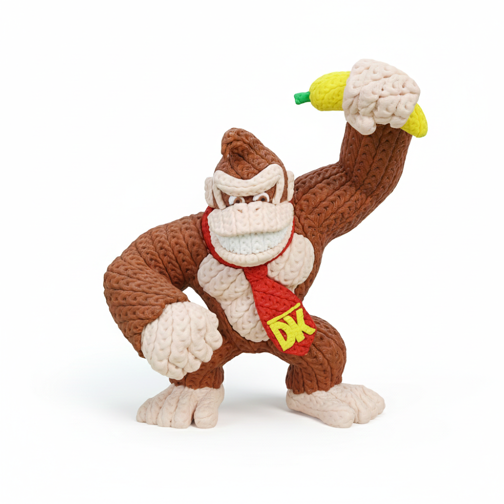 Knitted Design - 3D Printed Super Mario- Inspired Figures - Unique Display Collectible