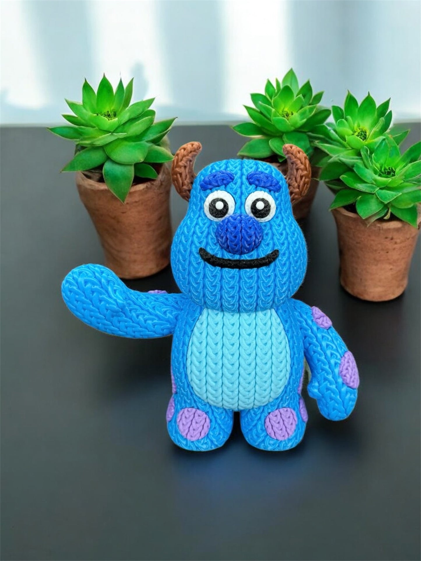 Knitted Design- 3D Printed Sully,  Mike Wazowski and Boo Figures- Unique Display Collectible