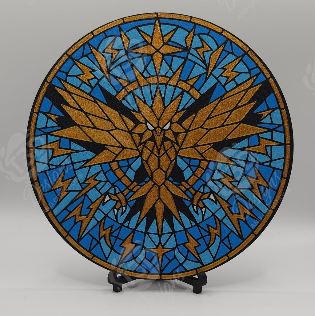 Zapdos Stained Glass Inspired Wall Art