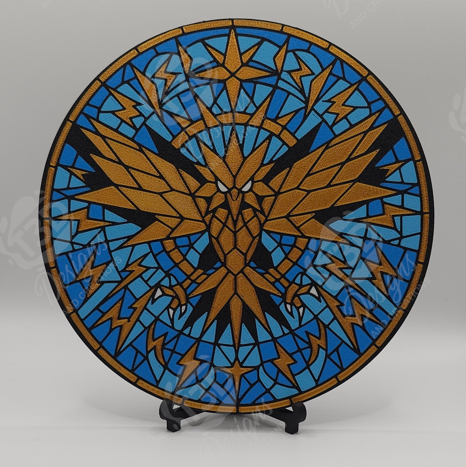 Zapdos Stained Glass Inspired Wall Art