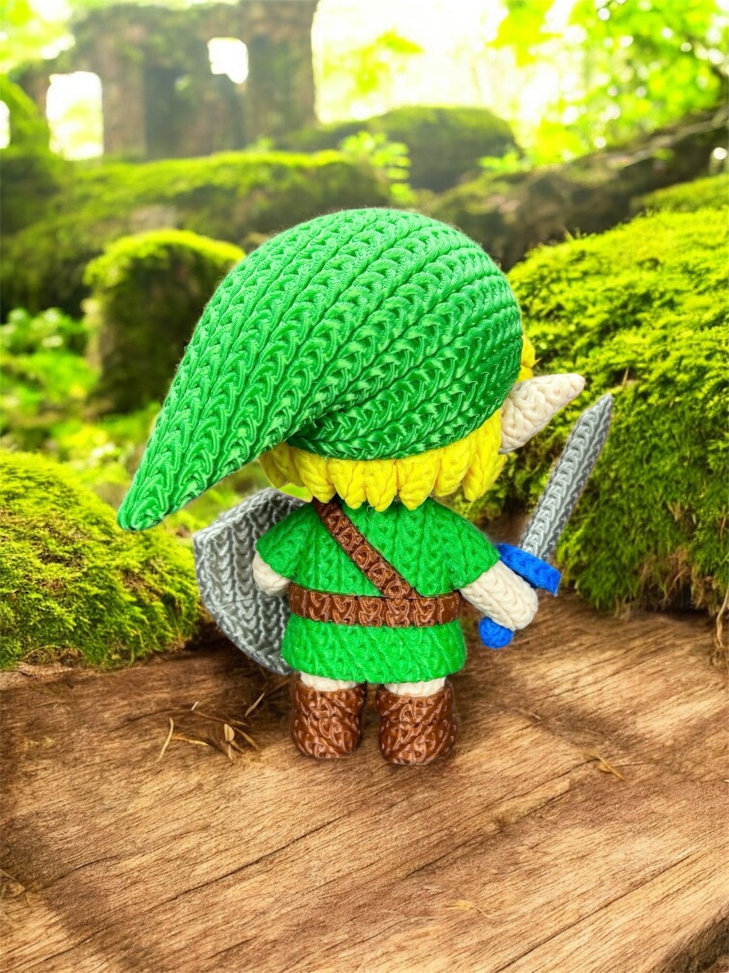 Knitted Design - 3D Printed Link Character Figure - Unique Display Collectible