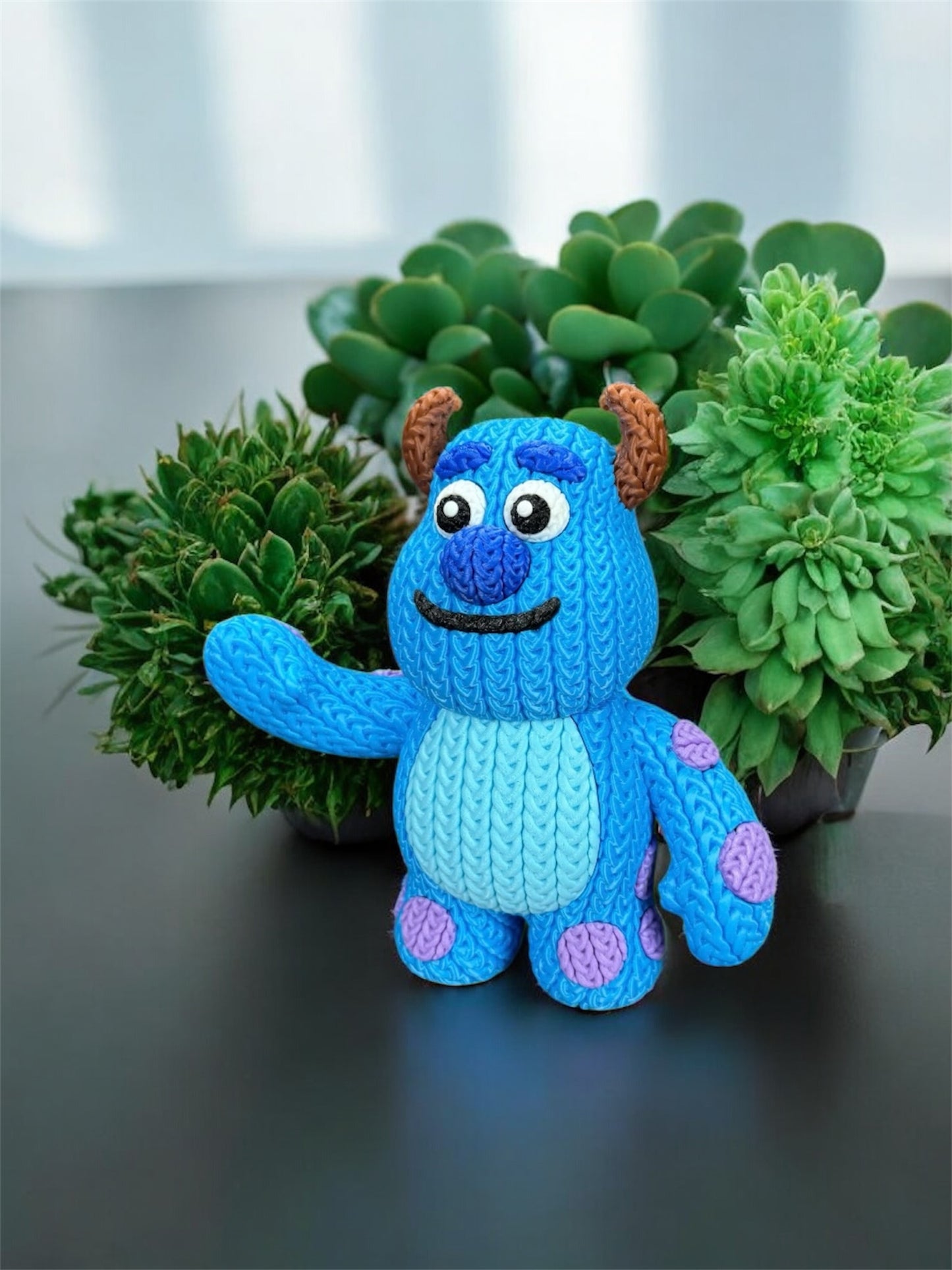 Knitted Design- 3D Printed Sully,  Mike Wazowski and Boo Figures- Unique Display Collectible